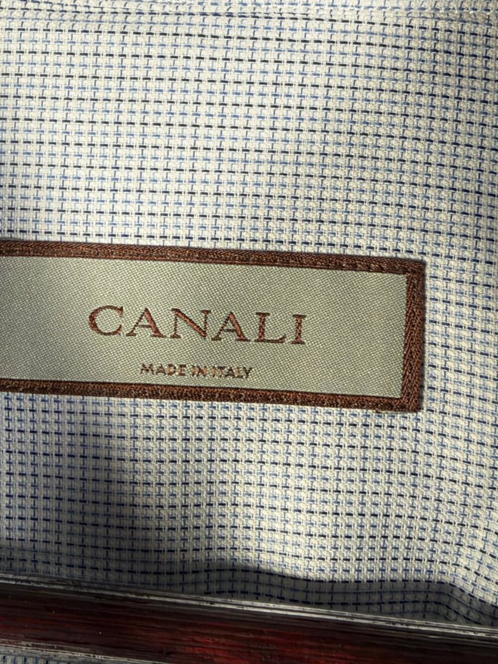 Canali Dress Shirt Mens 17 Blue Micro Check Long Sleeve Button Front Italy $375